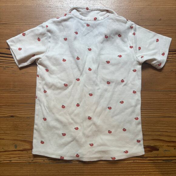 Kate Quinn Organics ivory apple short sleeve button up pocket shirt SIZE 5 - Picture 4 of 4